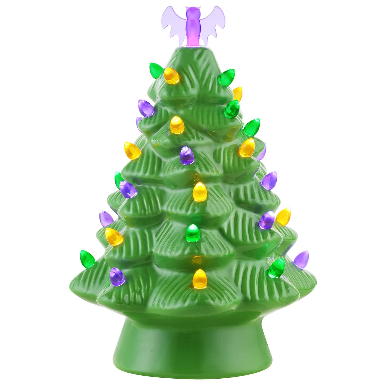 12" Green LED Illuminated Halloween Tree